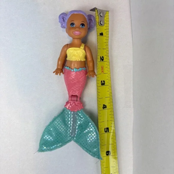 Mattel Barbie Dreamtopia Mermaid Doll Purple Hair Yellow Top Pink Tail Kids Toy - Picture 2 of 7